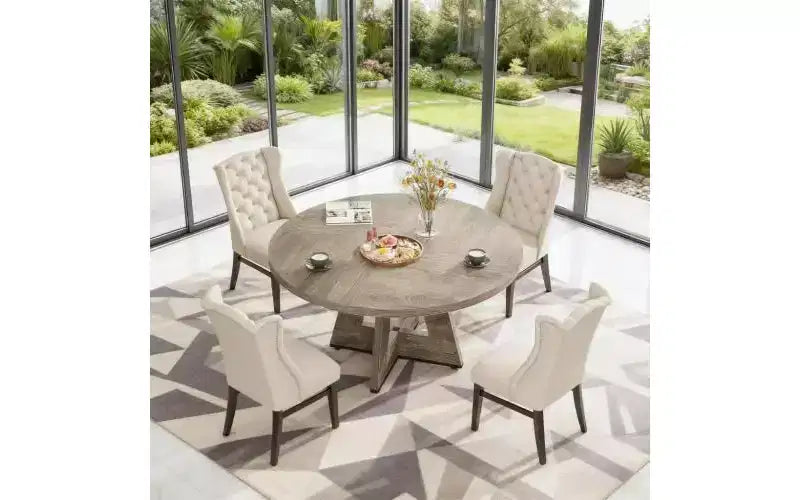 TUYOHW Wood Dining Table with Thickened Tabletop,47 Round Kitchen Table for 4-6,Spacious & Multifunctional Table for Dining Room,Living Room