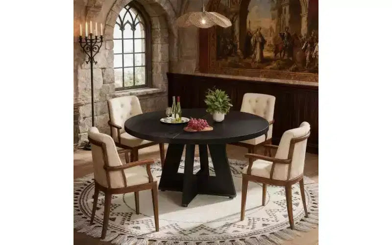 TUYOHW Wood Dining Table with Thickened Tabletop,47 Round Kitchen Table for 4-6,Spacious & Multifunctional Table for Dining Room,Living Room