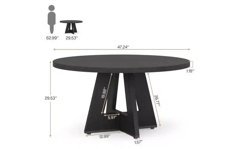 TUYOHW Wood Dining Table with Thickened Tabletop,47 Round Kitchen Table for 4-6,Spacious & Multifunctional Table for Dining Room,Living Room