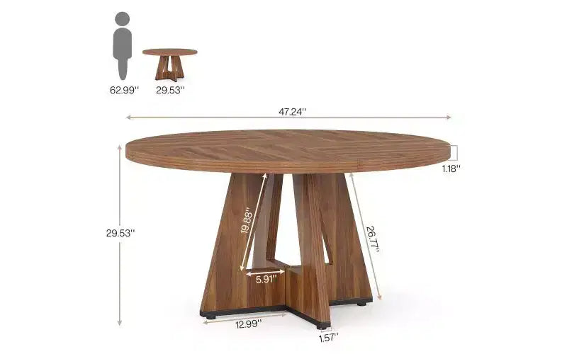 TUYOHW Wood Dining Table with Thickened Tabletop,47 Round Kitchen Table for 4-6,Spacious & Multifunctional Table for Dining Room,Living Room