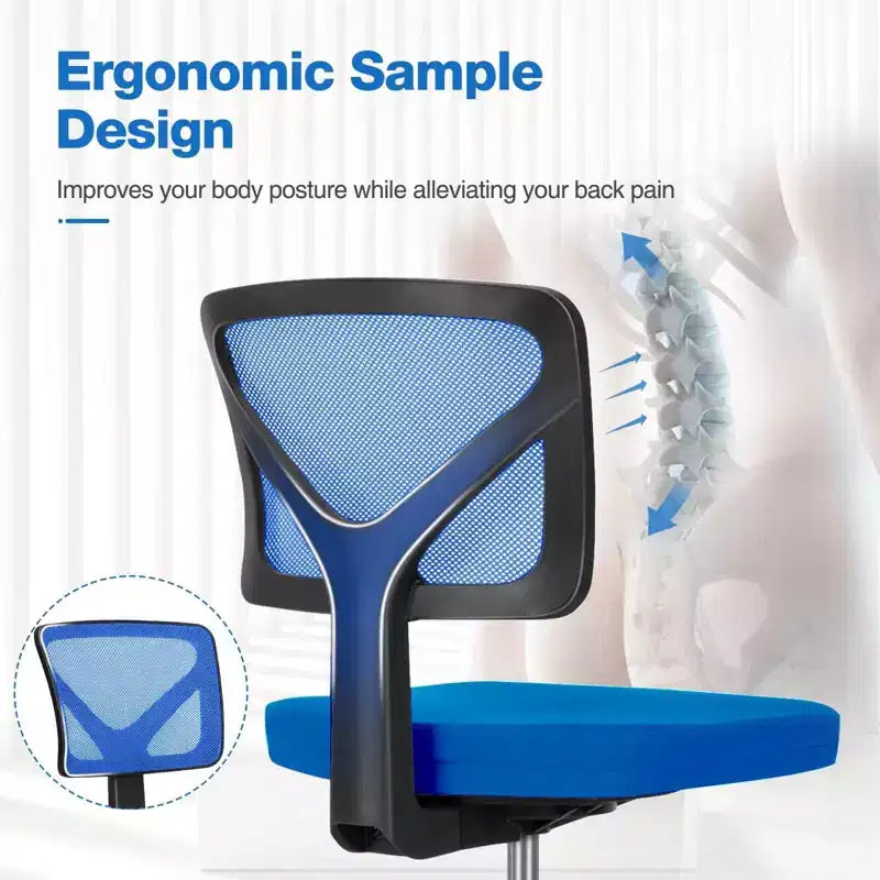 TUYOHW Low-Back Mesh Armless Office Chair, Computer Chair with Lumbar Support, Desk Chair for Study, Office, Reading Room