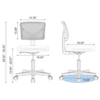 TUYOHW Low-Back Mesh Armless Office Chair, Computer Chair with Lumbar Support, Desk Chair for Study, Office, Reading Room
