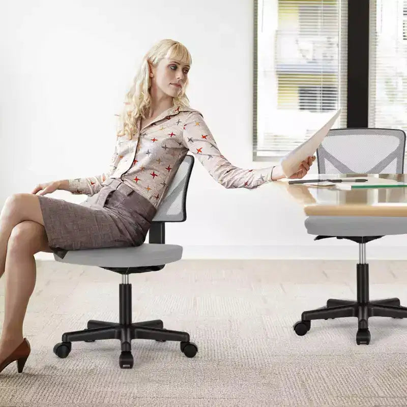 TUYOHW Low-Back Mesh Armless Office Chair, Computer Chair with Lumbar Support, Desk Chair for Study, Office, Reading Room