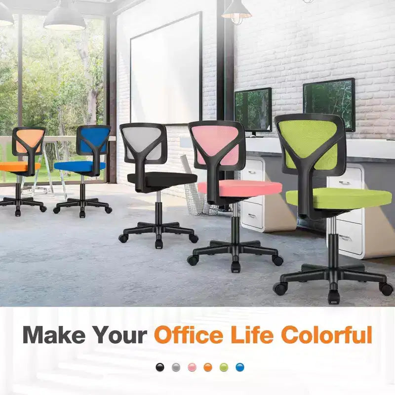 TUYOHW Low-Back Mesh Armless Office Chair, Computer Chair with Lumbar Support, Desk Chair for Study, Office, Reading Room