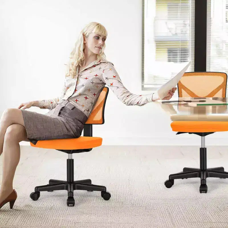 TUYOHW Low-Back Mesh Armless Office Chair, Computer Chair with Lumbar Support, Desk Chair for Study, Office, Reading Room