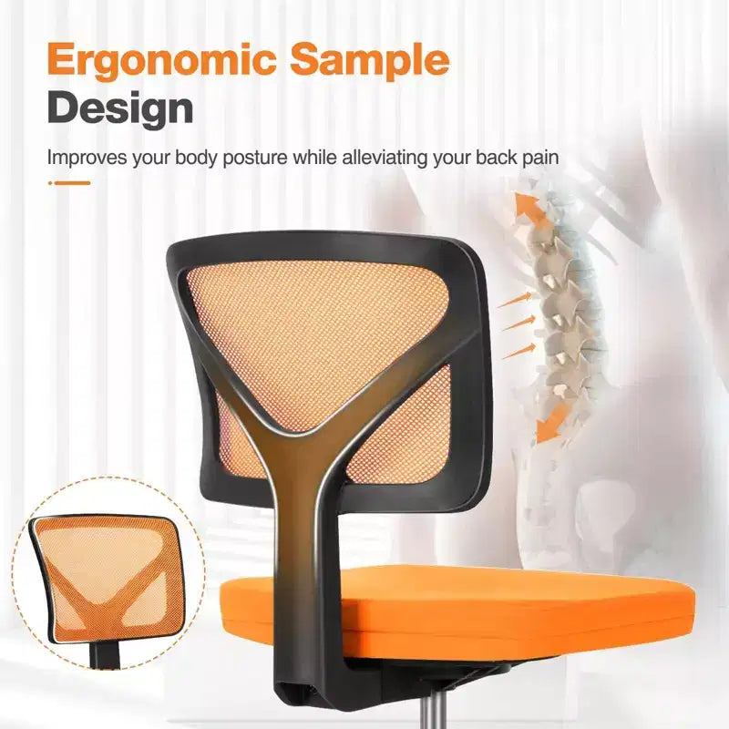 TUYOHW Low-Back Mesh Armless Office Chair, Computer Chair with Lumbar Support, Desk Chair for Study, Office, Reading Room