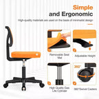 TUYOHW Low-Back Mesh Armless Office Chair, Computer Chair with Lumbar Support, Desk Chair for Study, Office, Reading Room
