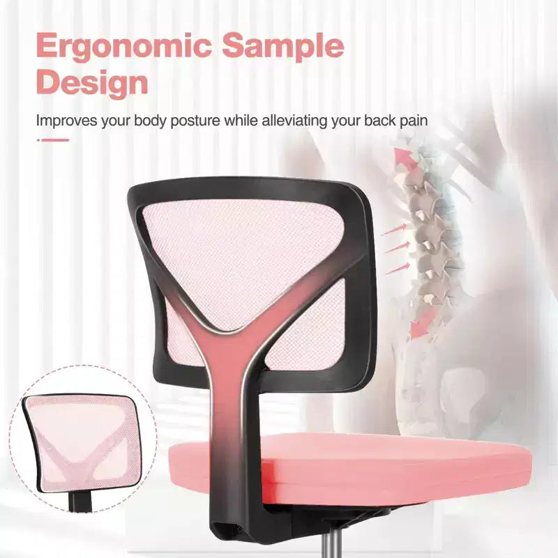 TUYOHW Low-Back Mesh Armless Office Chair, Computer Chair with Lumbar Support, Desk Chair for Study, Office, Reading Room