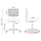 TUYOHW Low-Back Mesh Armless Office Chair, Computer Chair with Lumbar Support, Desk Chair for Study, Office, Reading Room