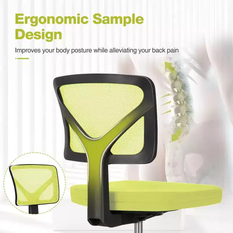 TUYOHW Low-Back Mesh Armless Office Chair, Computer Chair with Lumbar Support, Desk Chair for Study, Office, Reading Room