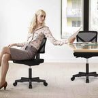 TUYOHW Low-Back Mesh Armless Office Chair, Computer Chair with Lumbar Support, Desk Chair for Study, Office, Reading Room