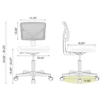TUYOHW Low-Back Mesh Armless Office Chair, Computer Chair with Lumbar Support, Desk Chair for Study, Office, Reading Room