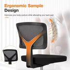 TUYOHW Low-Back Mesh Armless Office Chair, Computer Chair with Lumbar Support, Desk Chair for Study, Office, Reading Room