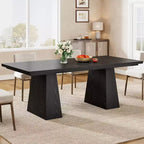 Lantine 63-Inch Black Dining Table for 4-6, Modern Kitchen Table with Tapered Wood Legs for Dining Room, Kitchen, Living Room
