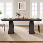 Lantine 63-Inch Black Dining Table for 4-6, Modern Kitchen Table with Tapered Wood Legs for Dining Room, Kitchen, Living Room