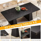 Lantine 63-Inch Black Dining Table for 4-6, Modern Kitchen Table with Tapered Wood Legs for Dining Room, Kitchen, Living Room