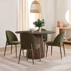 5-Piece Round Dining Set, 46 Walnut-Tone Pedestal Table and Armless Upholstered Chairs, for Breakfast Nooks-Panipeachy