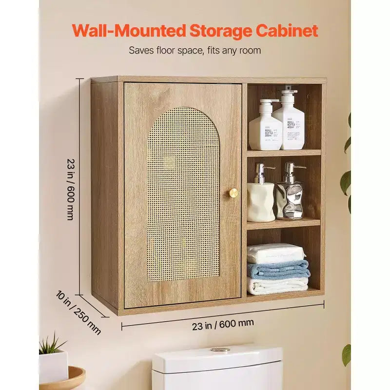 Wall Mounted Bathroom Cabinet with 5-Level Adjustable Shelf for Over Toilet Storage