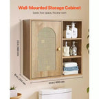 Wall Mounted Bathroom Cabinet with 5-Level Adjustable Shelf for Over Toilet Storage