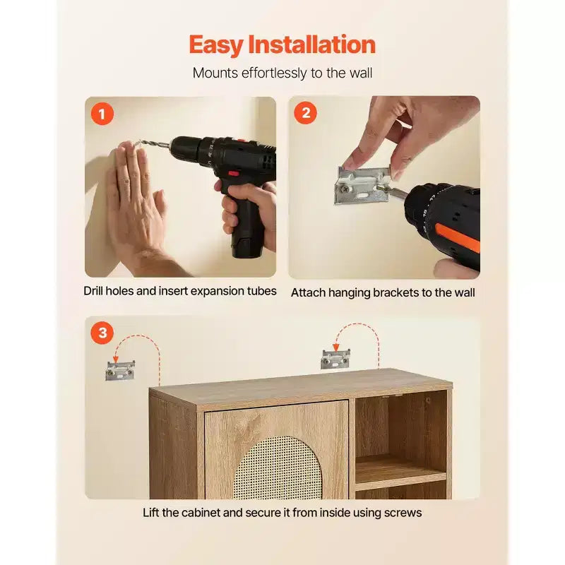 Wall Mounted Bathroom Cabinet with 5-Level Adjustable Shelf for Over Toilet Storage