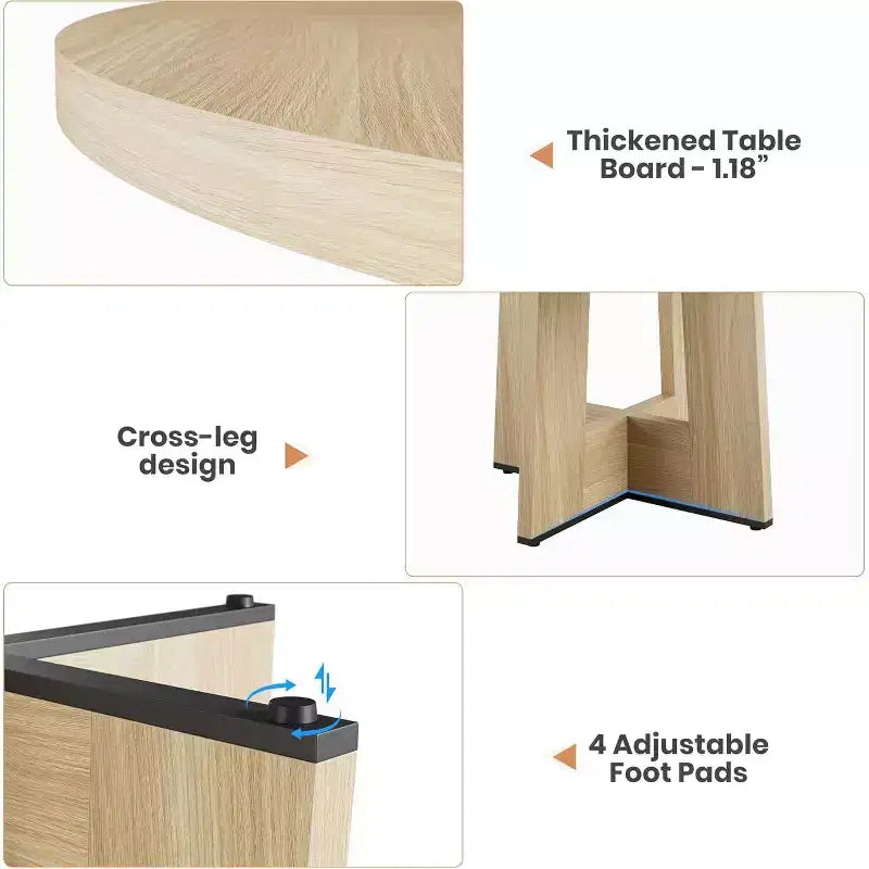 47 Round Dining Table for 4-6 People - Circle Kitchen Dinner Table with Sturdy Pedestal Base, for Living Room, Kitchen, Apartment