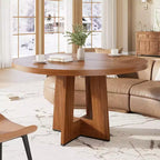 47 Round Dining Table for 4-6 People - Circle Kitchen Dinner Table with Sturdy Pedestal Base, for Living Room, Kitchen, Apartment