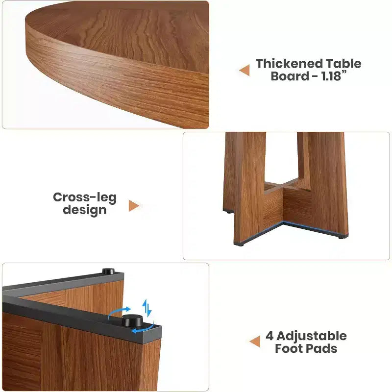 47 Round Dining Table for 4-6 People - Circle Kitchen Dinner Table with Sturdy Pedestal Base, for Living Room, Kitchen, Apartment