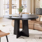 47 Round Dining Table for 4-6 People - Circle Kitchen Dinner Table with Sturdy Pedestal Base, for Living Room, Kitchen, Apartment