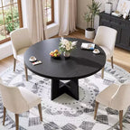 47 Round Dining Table for 4-6 People - Circle Kitchen Dinner Table with Sturdy Pedestal Base, for Living Room, Kitchen, Apartment