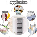 Non-Woven Fabric Hanging Storage Bag, 5-Grid Wall-Mounted Organizer, Gray, for Closet Bedroom Door