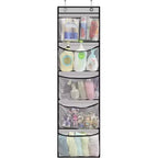 Non-Woven Fabric Hanging Storage Bag, 5-Grid Wall-Mounted Organizer, Gray, for Closet Bedroom Door
