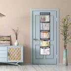 Non-Woven Fabric Hanging Storage Bag, 5-Grid Wall-Mounted Organizer, Gray, for Closet Bedroom Door
