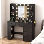 White Particle Board Veneered with Textured Melamine, 6-drawer 3-compartment Double-layer Side Rack, Side Panel Storage Style Dressing Table