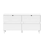 MAYEERTY 59 Rattan Storage Cabinet with 6 Drawers Metal Handle & Wood Legs for Living Room Bedroom White
