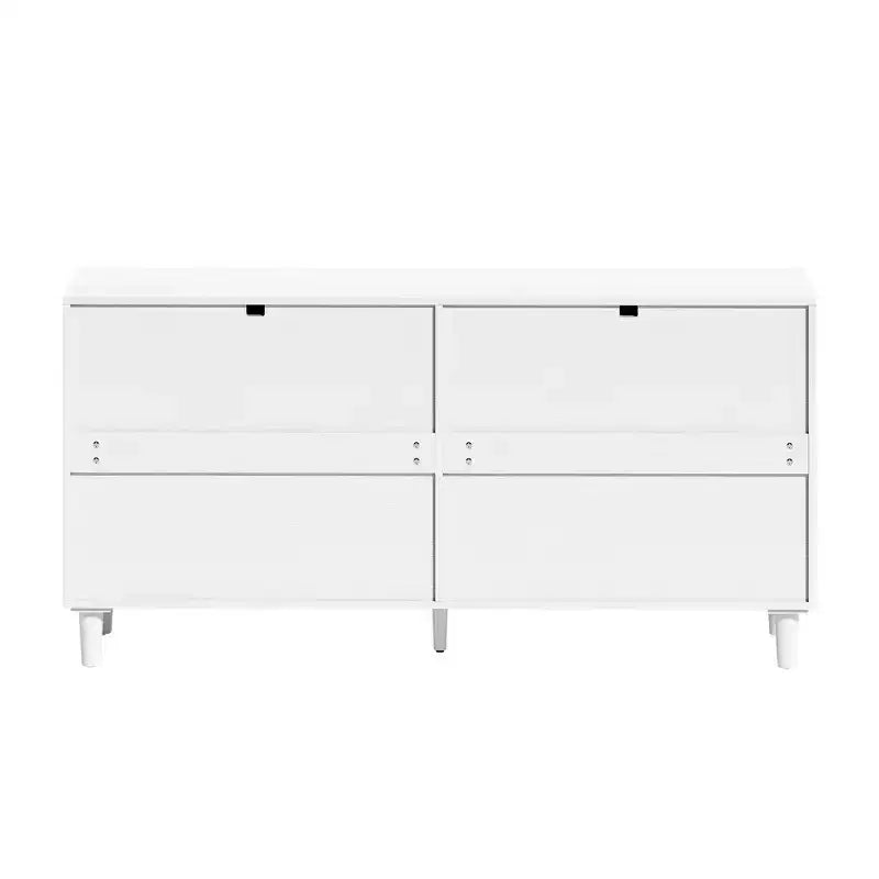 MAYEERTY 59 Rattan Storage Cabinet with 6 Drawers Metal Handle & Wood Legs for Living Room Bedroom White