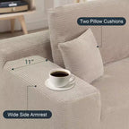 MooxvMoo Comfy Corduroy L Shaped Couch with Chaise,105 Modular Sectional Sofa with Throw Pillow & Deep Seat,No Assembly Required,Camel