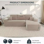 MooxvMoo Comfy Corduroy L Shaped Couch with Chaise,105 Modular Sectional Sofa with Throw Pillow & Deep Seat,No Assembly Required,Camel