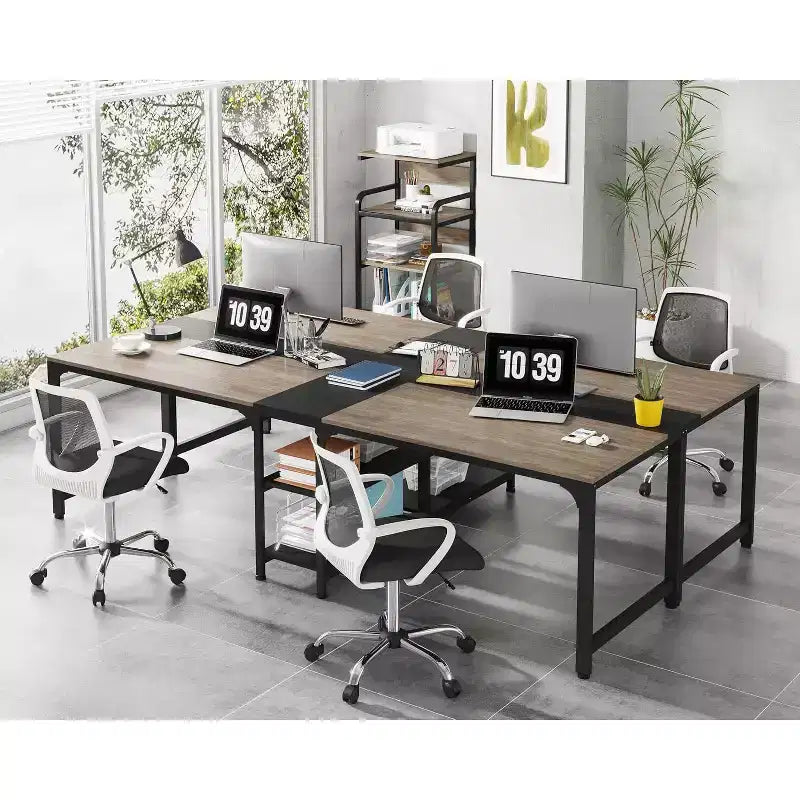 Lantine 90.5 Inch Large Double Home Office Computer Desk Two Person Study Table