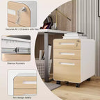 3 Drawer Mobile File Cabinet with Lock 5 Wheel Anti Tilt for A4 Letter Legal Size Under Desk, Fully Assembled