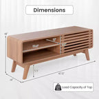 Costway TV Stand w/Sliding Door Adjustable Shelves & Rubber Wood Legs for TVs up to 55''