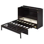 Full Murphy Bed Cabinet Bed, Full Size Murphy Bed with Storage Drawers, Wood Full Wall Bed Rattan Chest Murphy Bed Frame