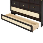 Full Murphy Bed Cabinet Bed, Full Size Murphy Bed with Storage Drawers, Wood Full Wall Bed Rattan Chest Murphy Bed Frame