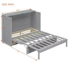 Full Murphy Bed Cabinet Bed, Full Size Murphy Bed with Storage Drawers, Wood Full Wall Bed Rattan Chest Murphy Bed Frame