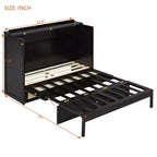 Full Murphy Bed Cabinet Bed, Full Size Murphy Bed with Storage Drawers, Wood Full Wall Bed Rattan Chest Murphy Bed Frame