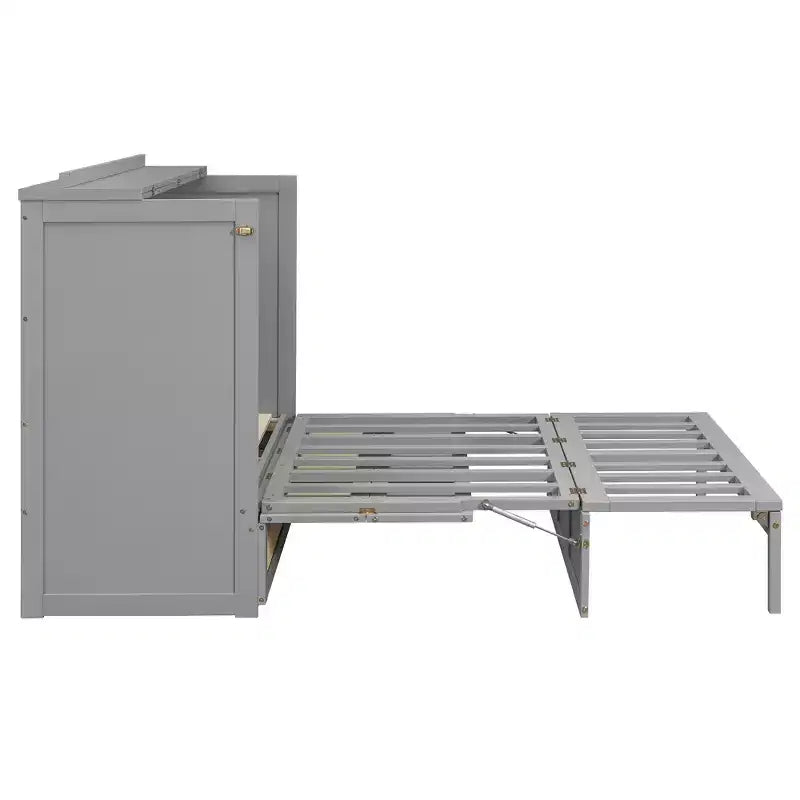 Full Murphy Bed Cabinet Bed, Full Size Murphy Bed with Storage Drawers, Wood Full Wall Bed Rattan Chest Murphy Bed Frame