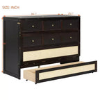 Full Murphy Bed Cabinet Bed, Full Size Murphy Bed with Storage Drawers, Wood Full Wall Bed Rattan Chest Murphy Bed Frame