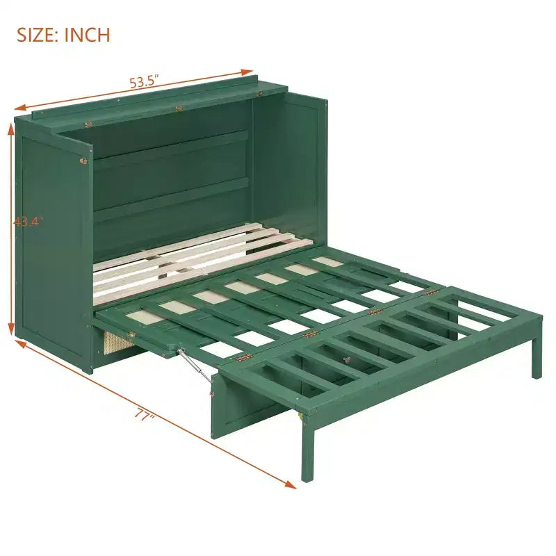 Full Murphy Bed Cabinet Bed, Full Size Murphy Bed with Storage Drawers, Wood Full Wall Bed Rattan Chest Murphy Bed Frame