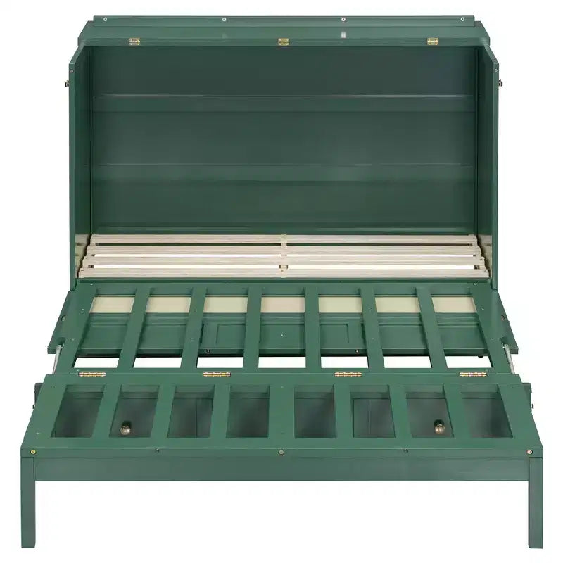 Full Murphy Bed Cabinet Bed, Full Size Murphy Bed with Storage Drawers, Wood Full Wall Bed Rattan Chest Murphy Bed Frame