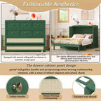 Full Murphy Bed Cabinet Bed, Full Size Murphy Bed with Storage Drawers, Wood Full Wall Bed Rattan Chest Murphy Bed Frame