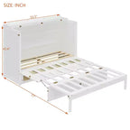 Full Murphy Bed Cabinet Bed, Full Size Murphy Bed with Storage Drawers, Wood Full Wall Bed Rattan Chest Murphy Bed Frame